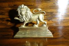 Victorian brass lion doorstop.